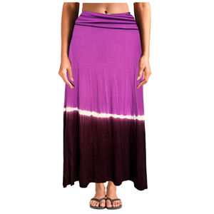 OM Yoga Purple Tie-Dye Ombre Foldover Maxi Skirt | Whimsy Goth Boho Festival